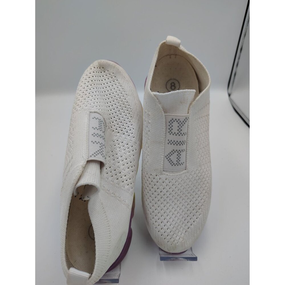 2 Pairs Neon Green & White Slip-On Mesh Sneakers With Transparent Soles Size 8 B - Picture 4 of 6